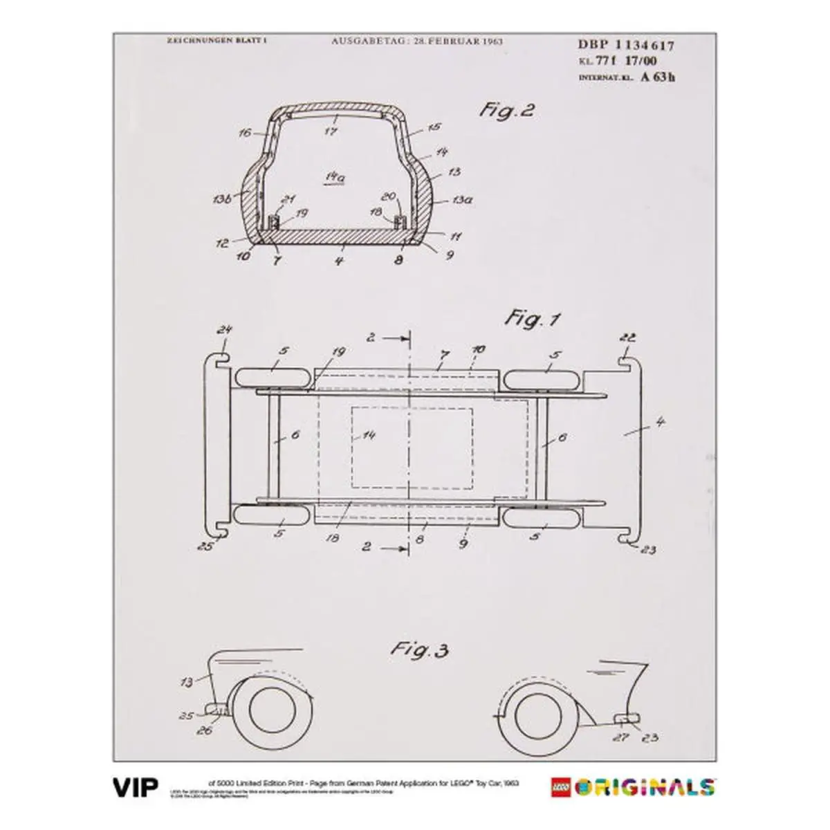 Lego Originals: German Patent Lego Toy Car 1963 - Limited Edition Print Lego