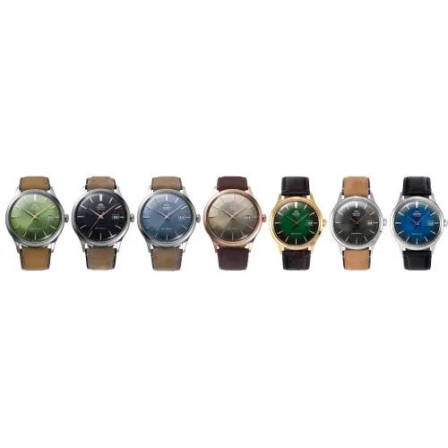 Orient Bambino Version 4 Automatic Dress Watch 42mm - Band: Beige, Black, Suede, Camel, Brown, / Sku: Gray FAC08003A0, Bezel: Silver, Gold, Rose Gold