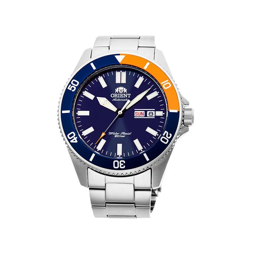 Kanno Automatic / Hand-winding 200m Diver Style 44 mm Watch RA-AA0913L19B - Blue/Orange by Orient