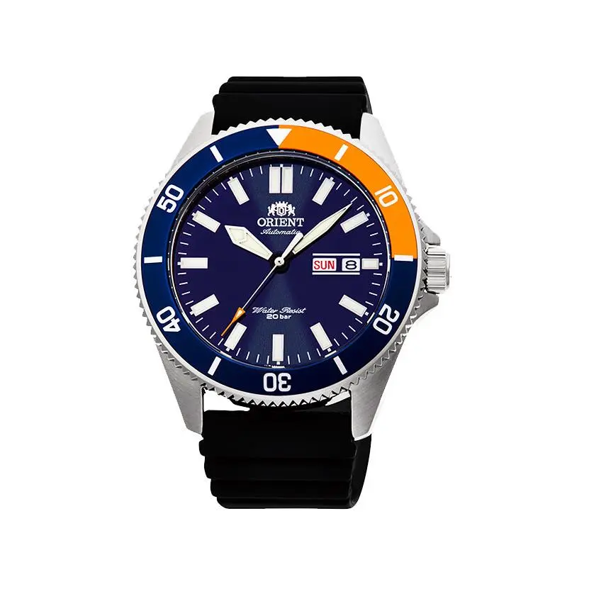 Kanno Automatic / Hand-winding 200m Diver Style 44 mm Watch RA-AA0916L19B - Blue/Orange by Orient