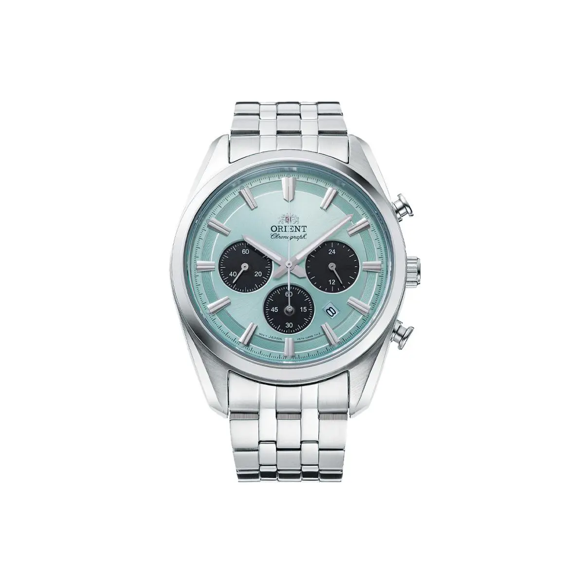 Orient Mako Solar Chronograph Blue Dial Men`s Watch RA-TX0201L10B - Dial: Blue, Band: Silver-tone, Bezel: Silver-tone