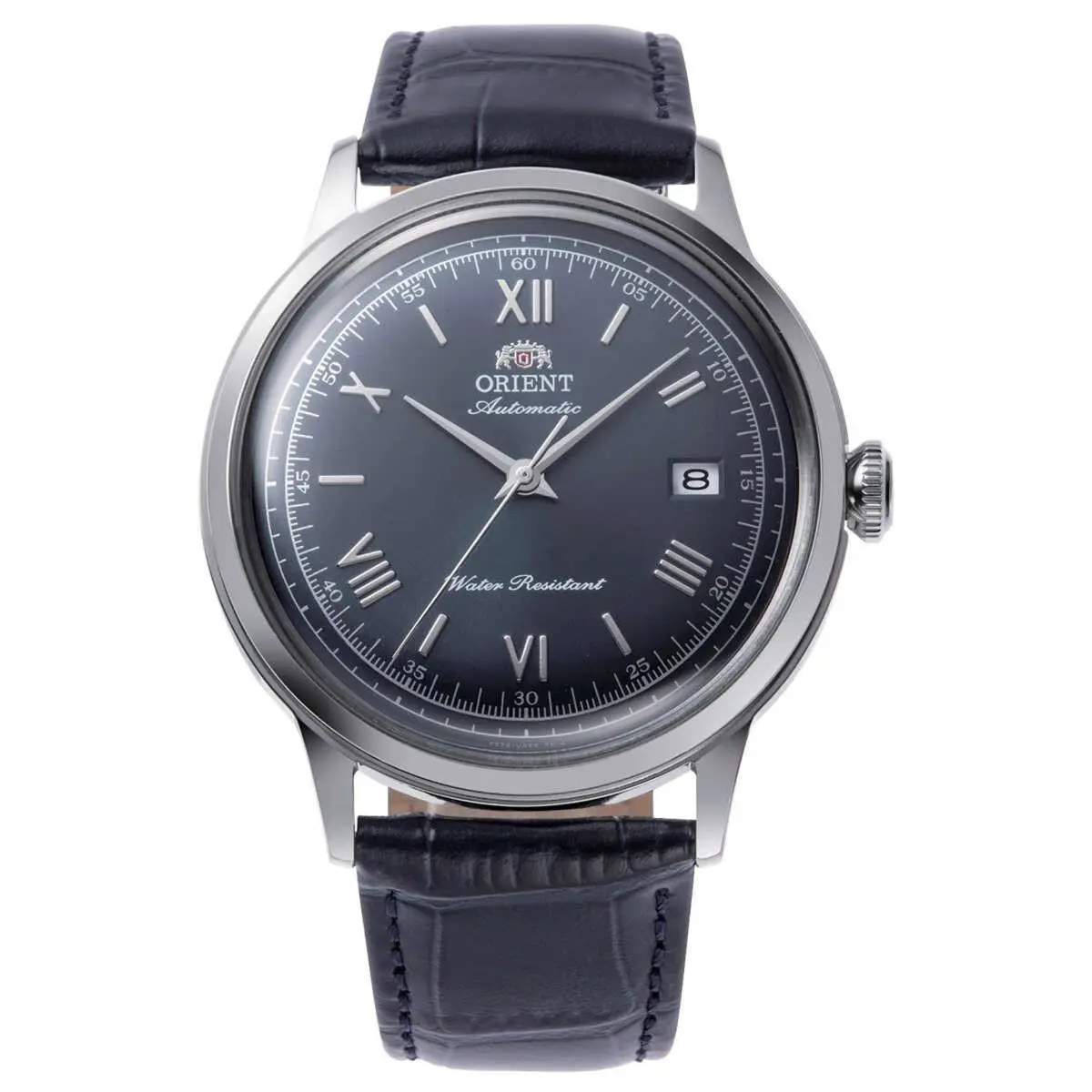 Orient Bambino Classic Men`s 40mm Automatic Blue Leather Strap 30m SS Watch - Dial: Champagne, Band: Brown, Bezel: Silver