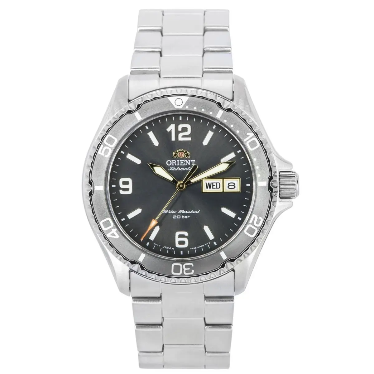 Orient Mako Iii Automatic Grey Dial Diver`s 200M Men`s Watch RA-AA0819N19B - Dial: Grey, Band: Silver, Bezel: Black