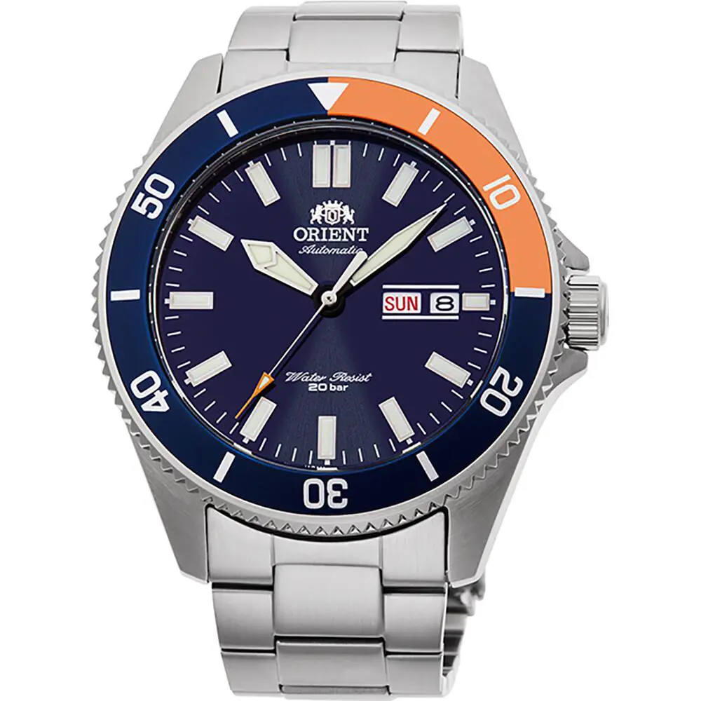 Men`s Orient Kanno Automatic Blue Dial Silver Tone Wrist Watch RA-AA0913L19B