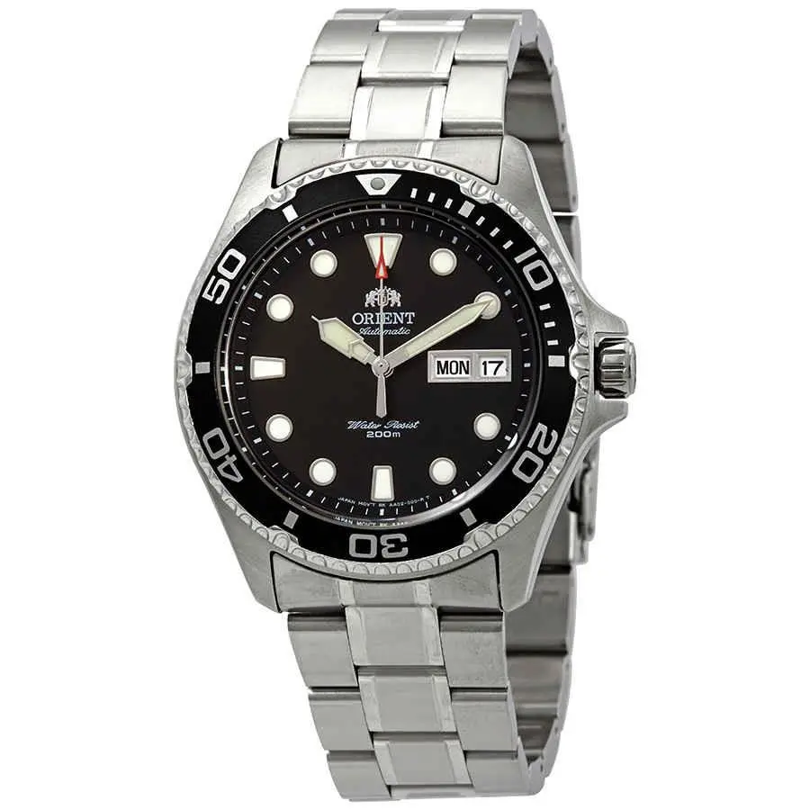 Orient Diver Ray II Automatic Black Dial Men`s Watch FAA02004B9 - Dial: Black, Band: Silver, Bezel: Silver-tone
