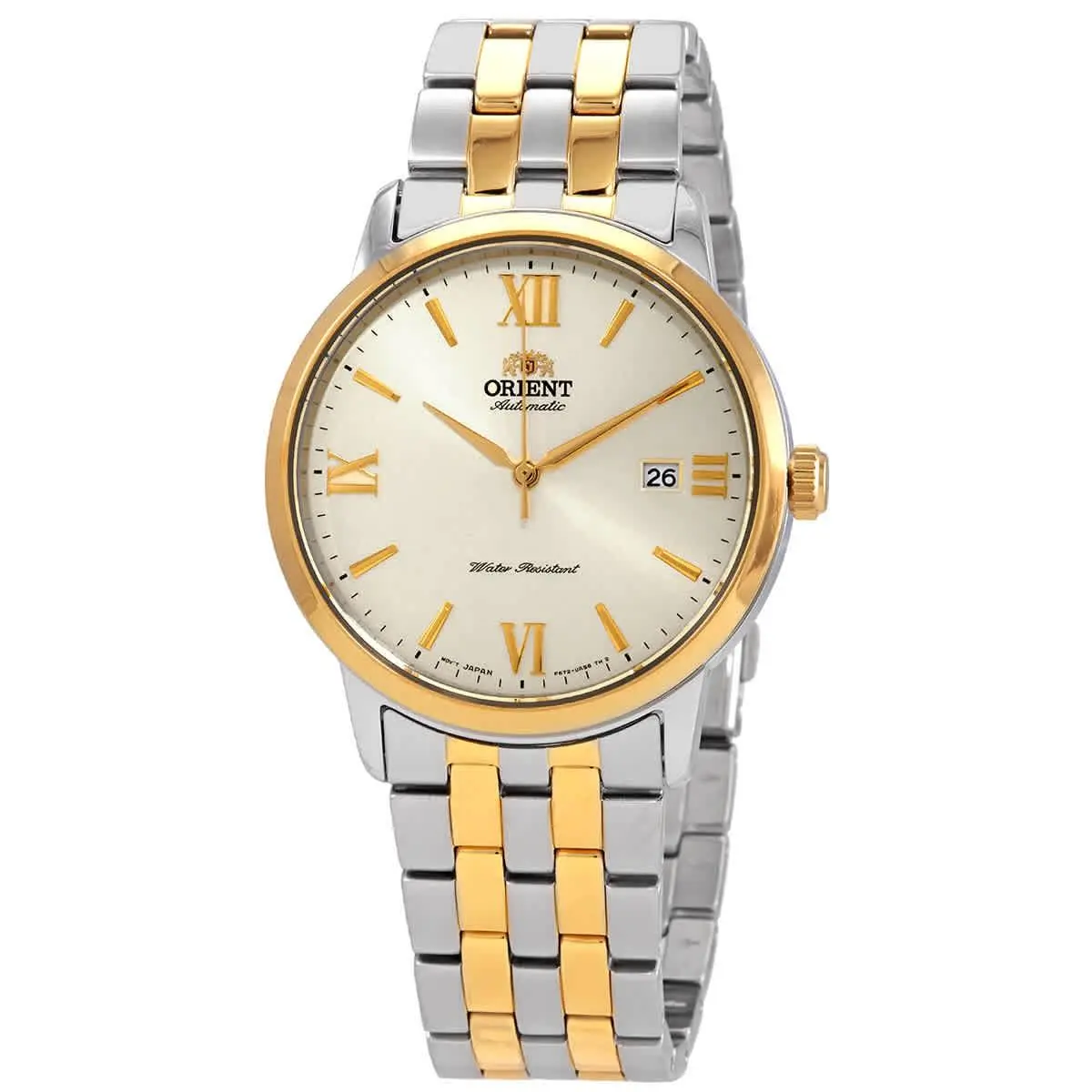 Orient Contemporary Automatic Champagne Dial Men`s Watch RA-AC0F08G10B - Dial: White, Band: Black, Bezel: Silver, White