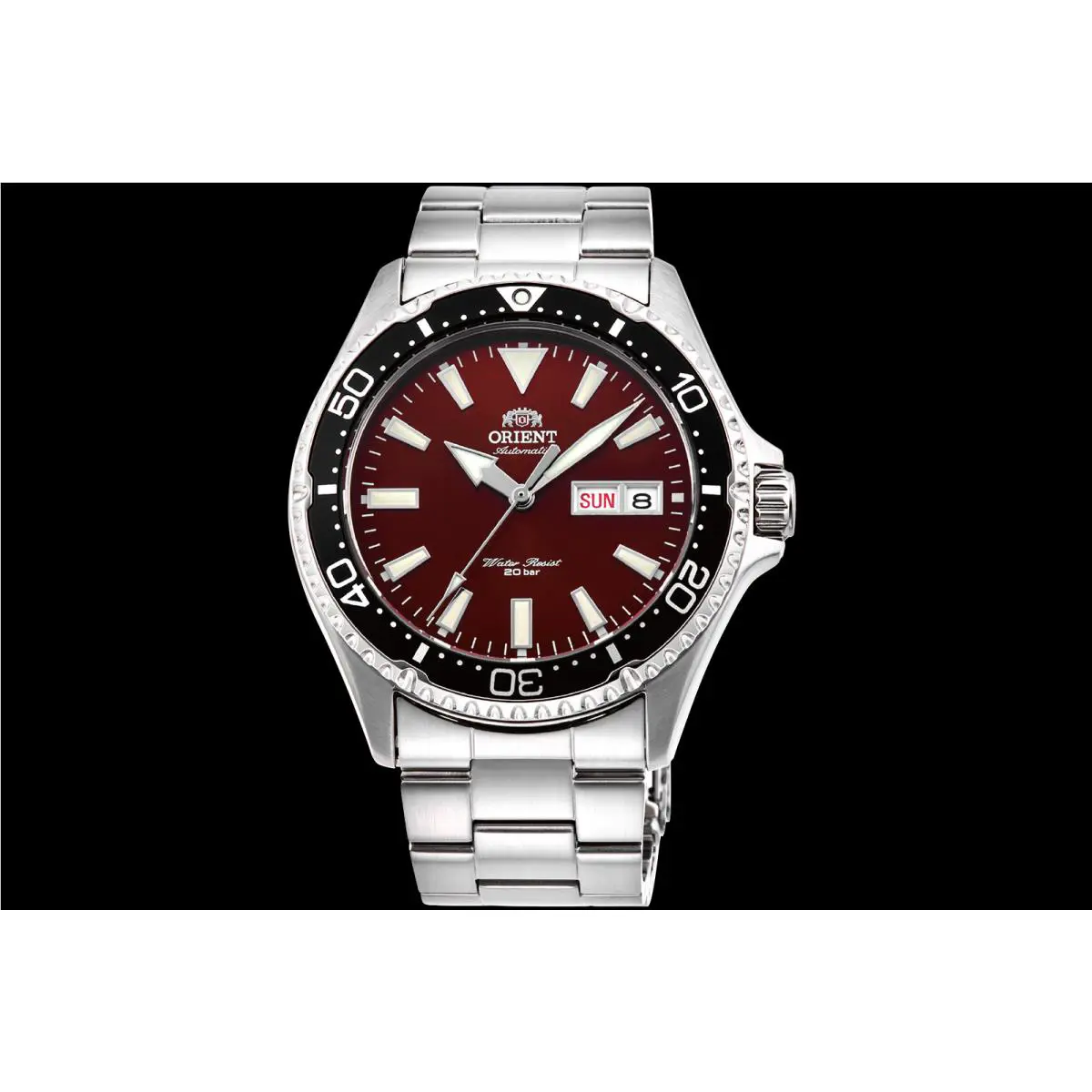 Orient Kamasu RA-AA0003R39B RA-AA0003R AA0003R 200m WR Sapphire Crystal - Dial: Red, Band: Silver