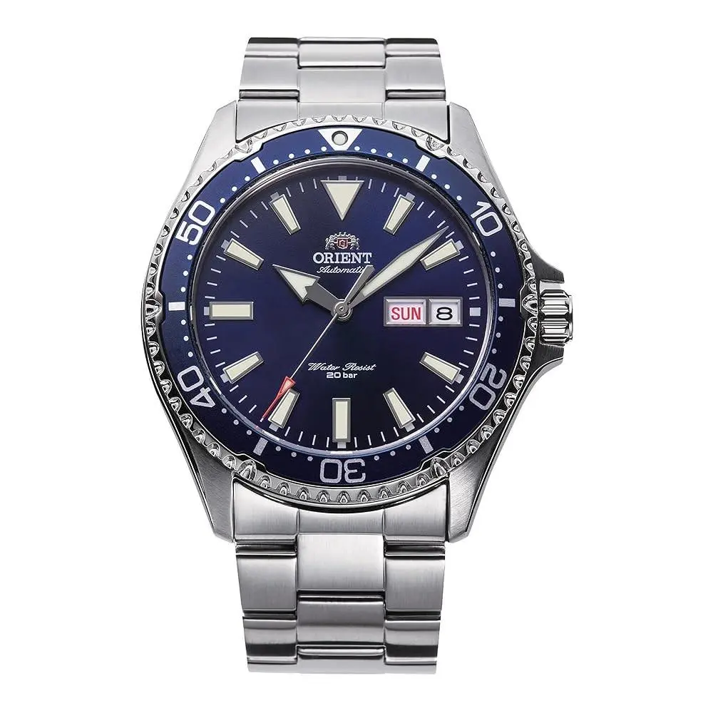 Men`s Kamasu Mako Iii Day Date Blue Dial Automatic 42mm Watch RA-AA0002L by Orient