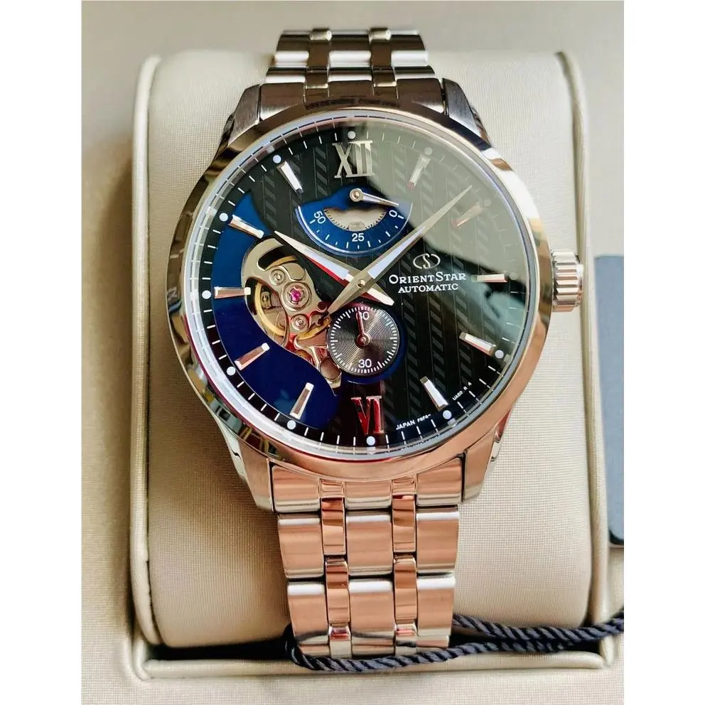 Orient Star RK-AV0B03B Automatic Blue Dial Men`s Watch Power Reserve