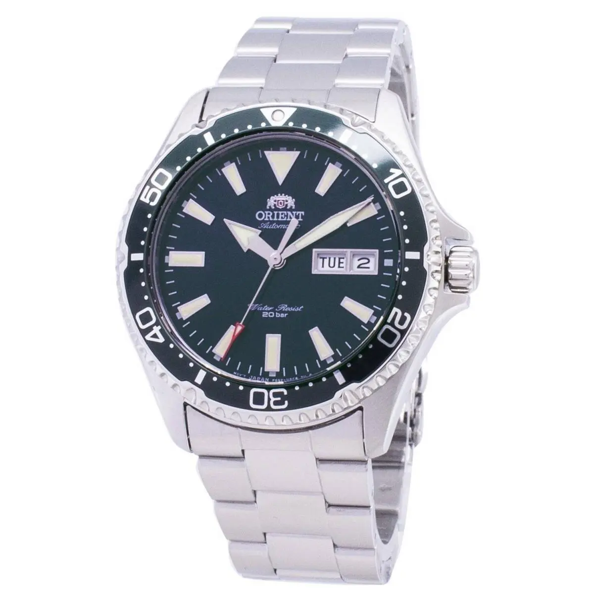 Orient Mako Iii Green Dial Stainless Steel RA-AA0004E19B Analog 200M Mens Watch