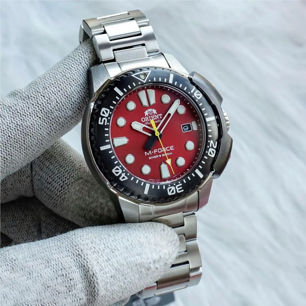 Orient Automatic Diver Sapphire Crystal Red Dial M-force Watch RA-AC0L02R00B
