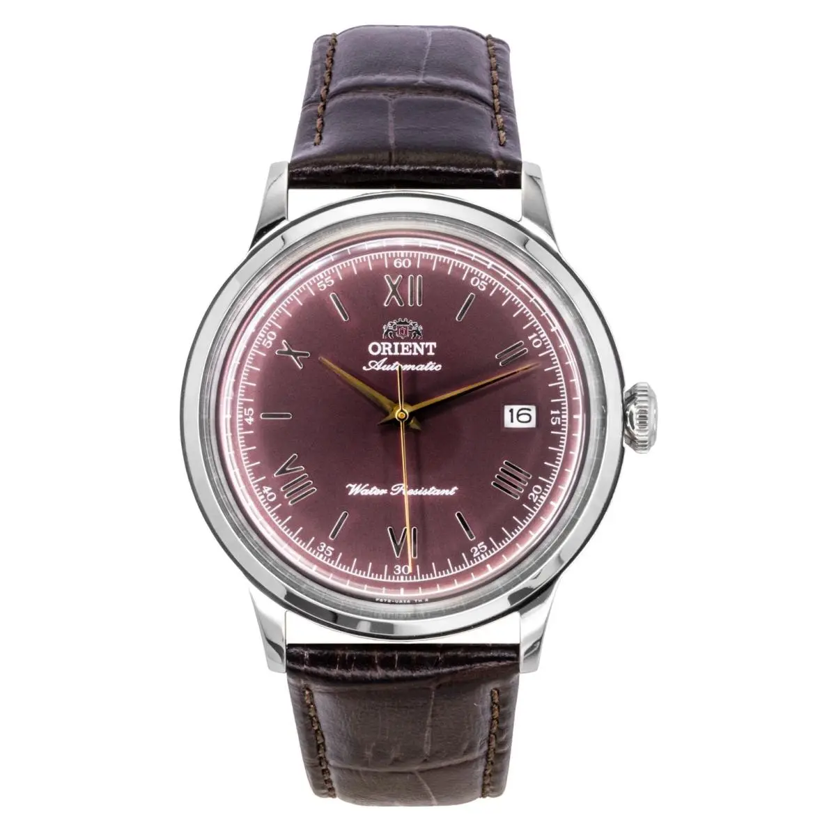 Classic Leather Strap Bordeaux Dial Automatic RA-AC0026R Men`s Watch by Orient