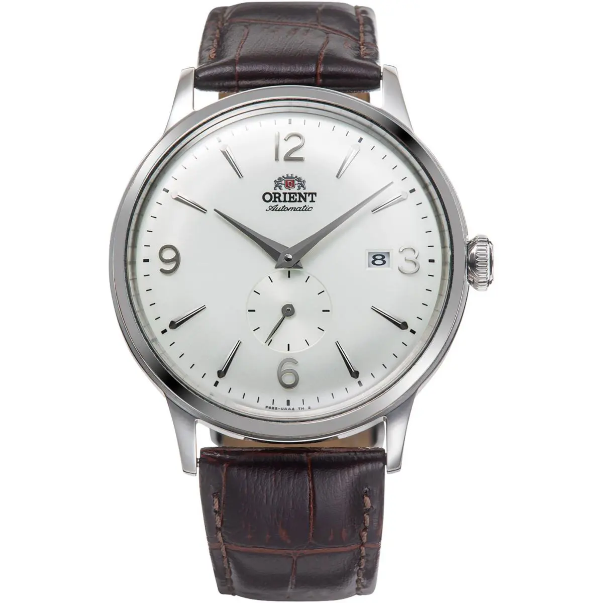 Orient Men`s Classic Bambino Small Seconds 40mm Automatic Watch RA-AP0002S - Dial: White, Band: Brown, Other Dial: White