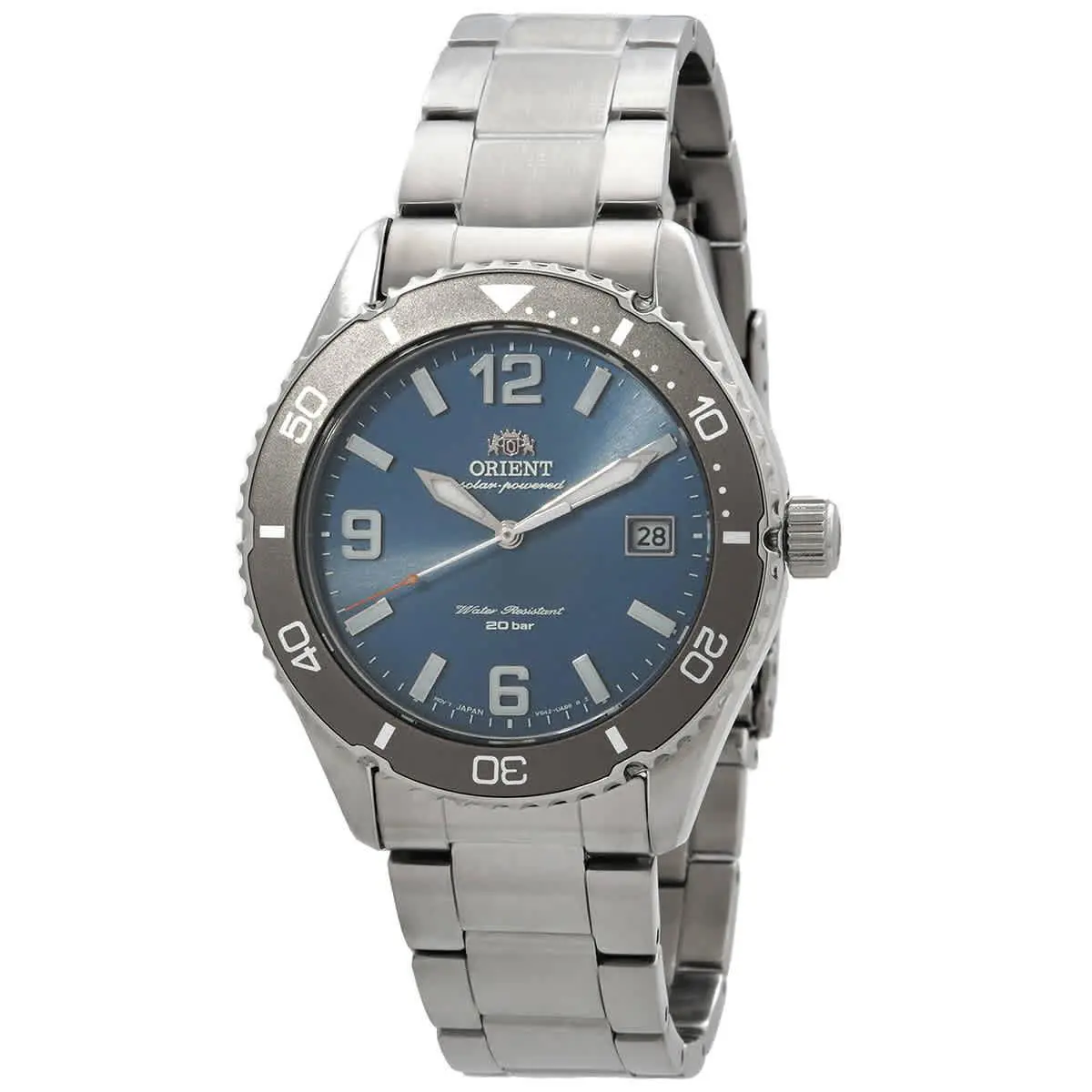Orient Solar Quartz Blue Dial Stainless Steel Men`s Watch RA-WJ0002L10B