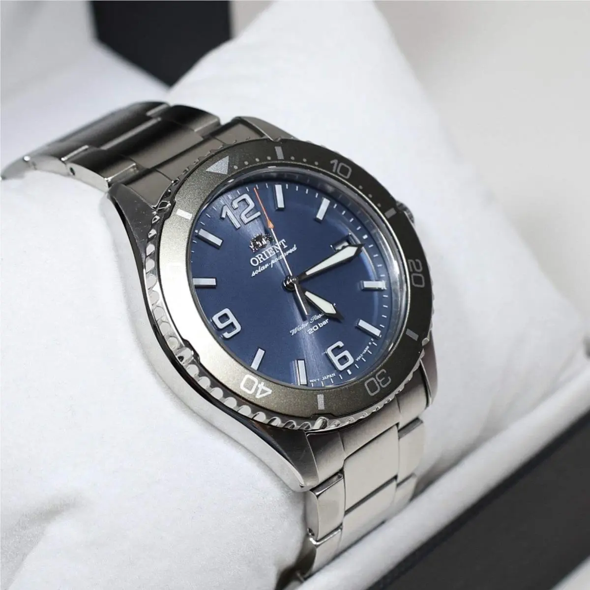 Solar Quartz Blue Dial Stainless Steel Men`s Watch RA-WJ0002L10B by Orient