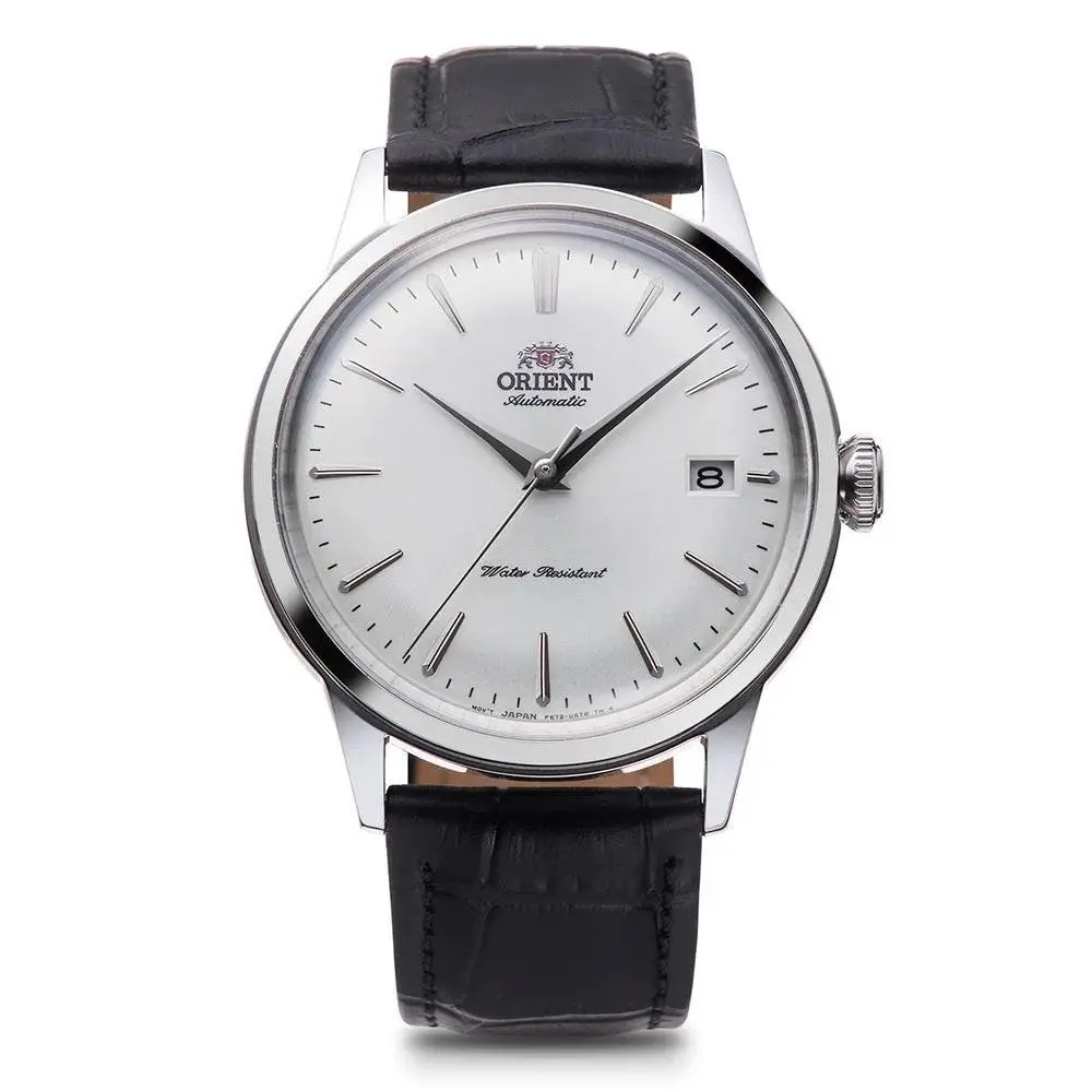 Orient Men`s Bambino Version 7 White Dial Automatic 38mm Watch RA-AC0M03S - Dial: White, Band: Black, Bezel: Silver-Tone