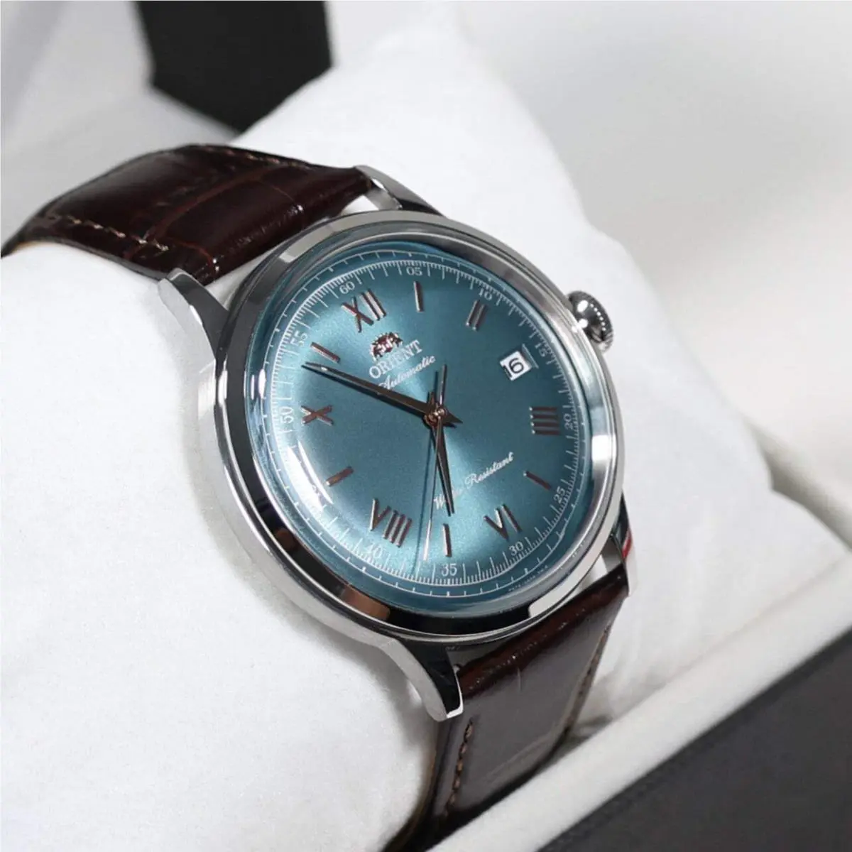 Orient Automatic Green Dial Classic Men`s Leather Strap Watch RA-AC0023E