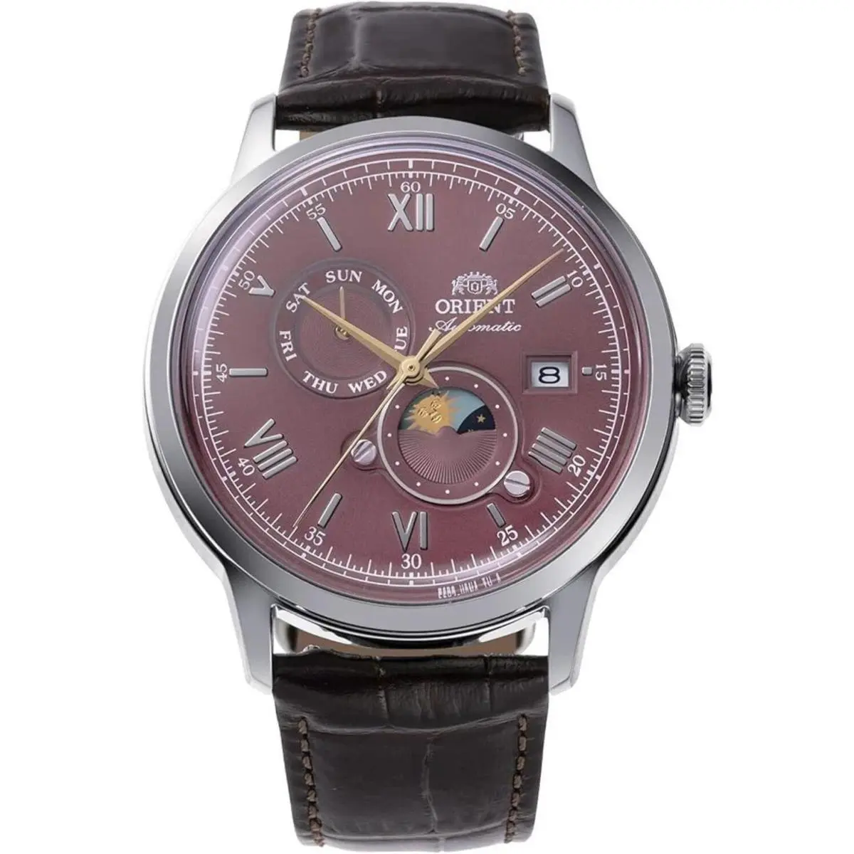 Bambino RA-AK0807R Men`s Automatic Sun Moon Leather Watch RA-AK0807R30B by Orient