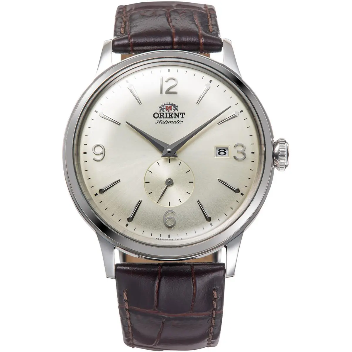 Orient Men`s Bambino 41mm Automatic Watch RA-AP0003S - Dial: Yellow, Band: Brown, Other Dial: Champagne