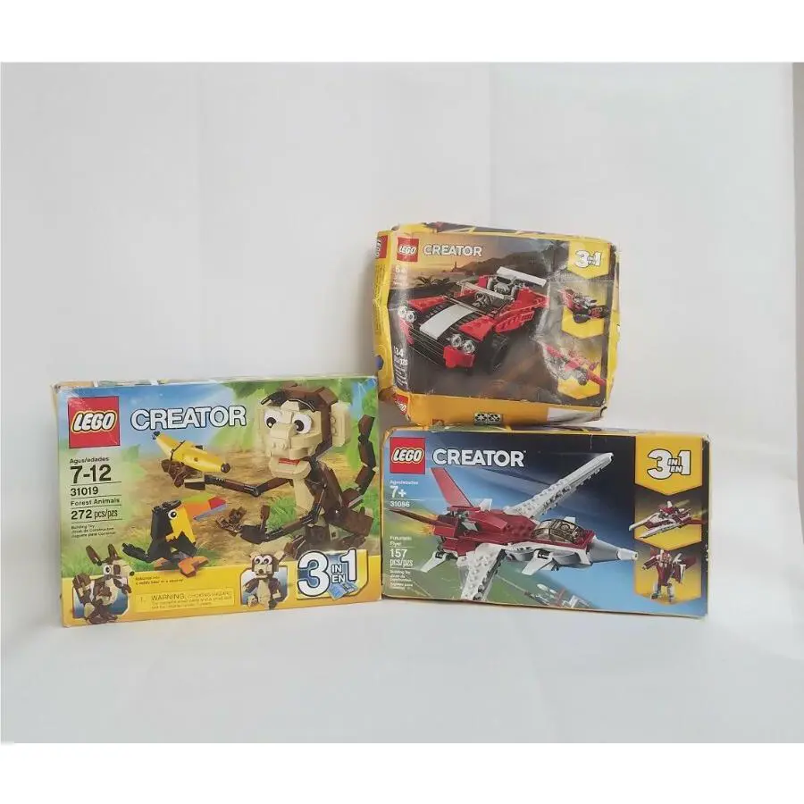 Lego Creator 3 n 1 31019 Forest Animal 31086 Futuristic Flyer 31100 Sports Car