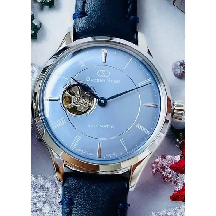 Orient Small Dial Women`s Watch Semi Skeleton Blue RK-ND0013L