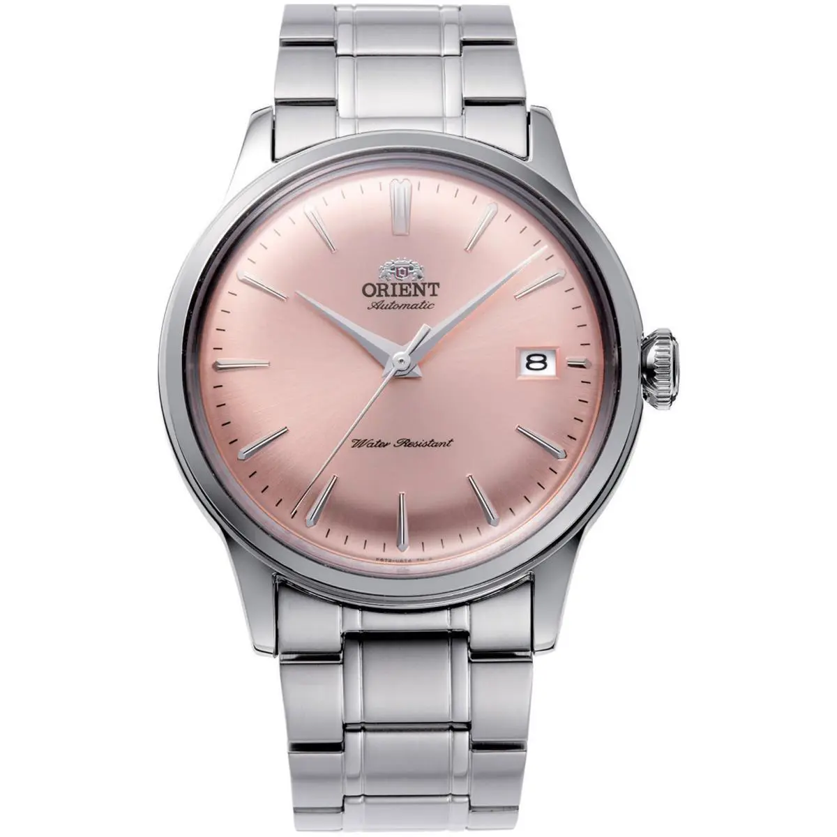 Orient Men`s Bambino 38mm Automatic Watch RA-AC0M11Y - Dial: Pink, Band: Silver Tone, Other Dial: Pink