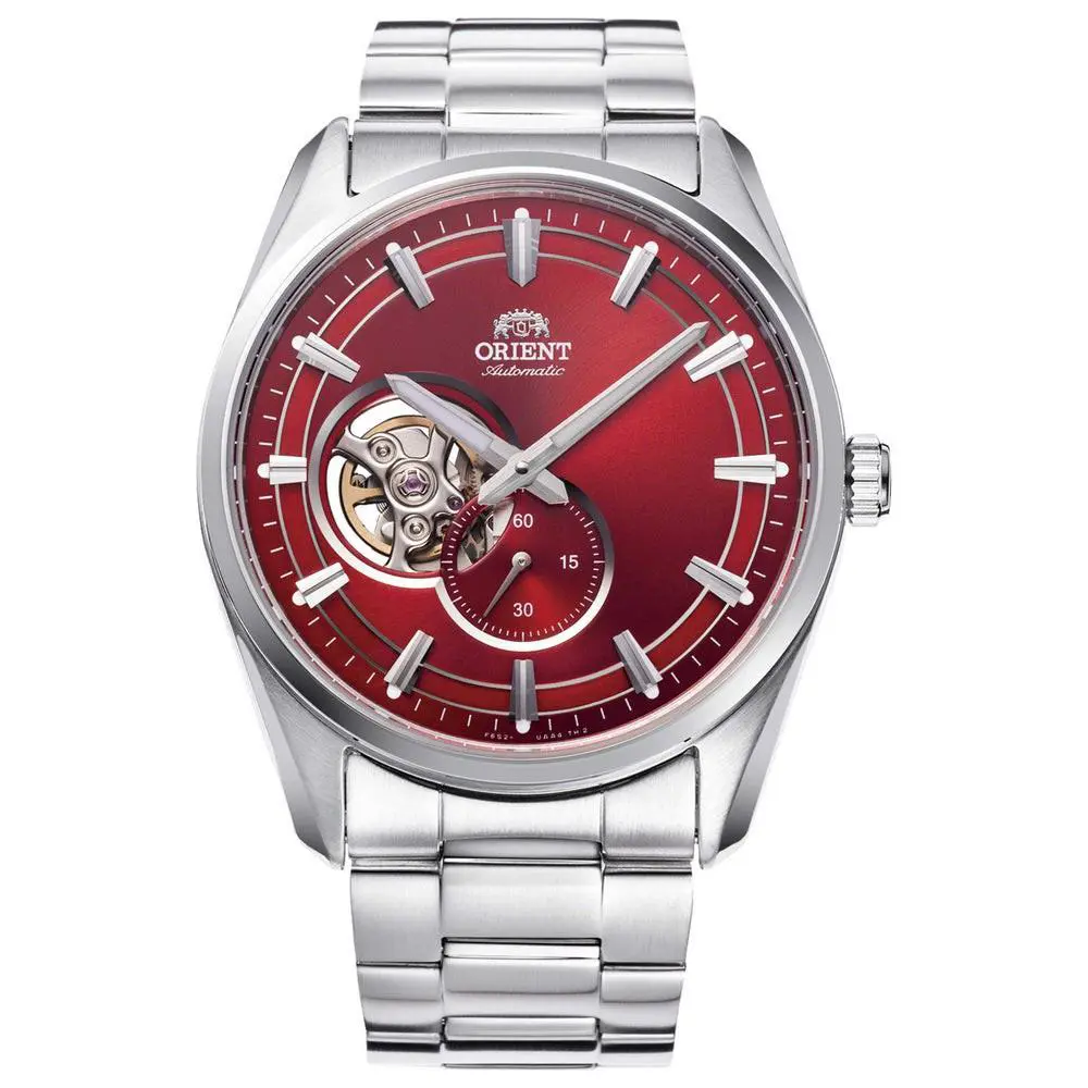 Orient Men`s Contemporary Open‑heart Red Dial Automatic 40mm Watch RA-AR0010R
