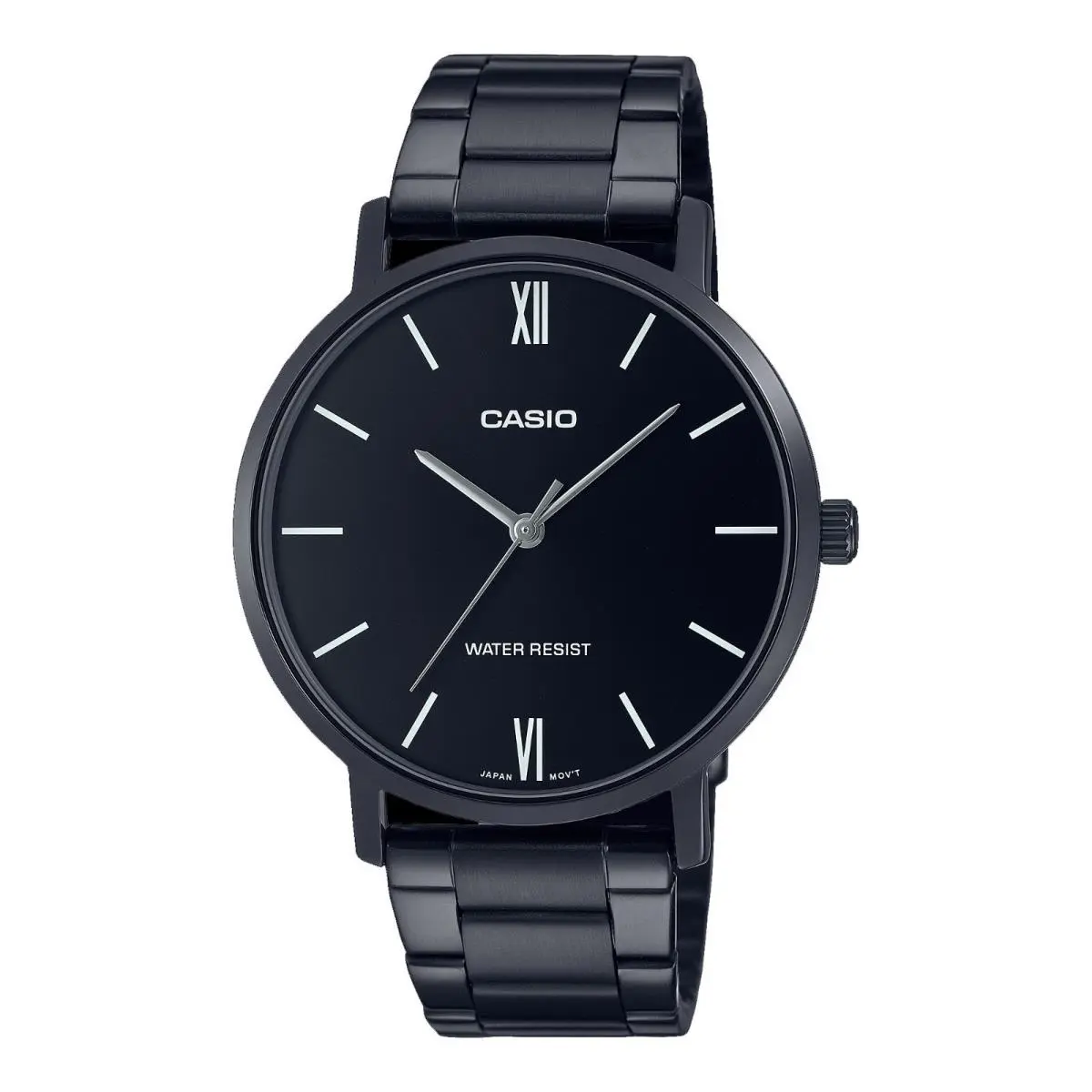 Casio MTP-VT01B-1B Men`s Minimalistic Black IP Stainless Steel Black Dial Watch - Dial: Black, Band: Black, Bezel: Black