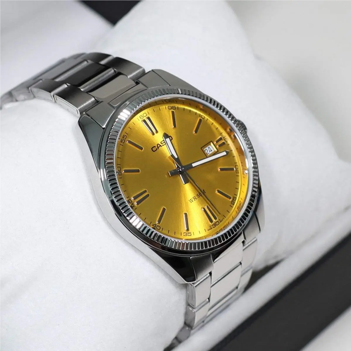 Casio Men`s Vintage Yellow Dial Stainless Steel Watch MTP-1302PD-9AVEF