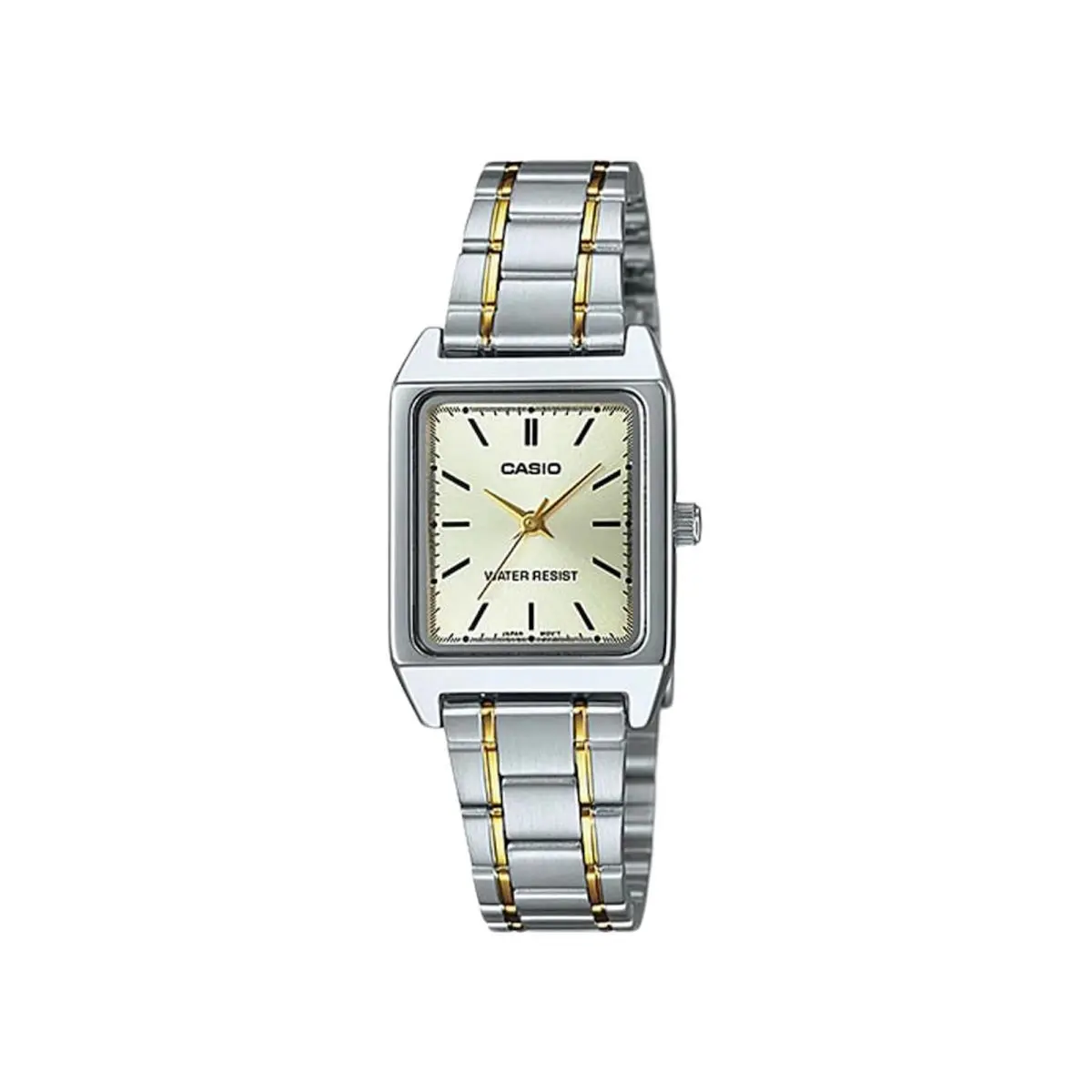 LTP-V007SG-9E Women`s Rectangular Two Tone Index Gold Dial Dress Watch by Casio