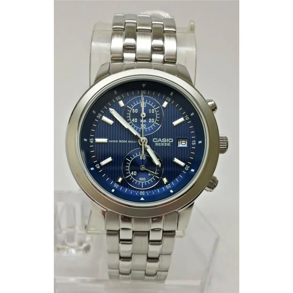 Casio Beside BEM500D-2A Men`s Blue Chronograph Date Display Watch 50M WR