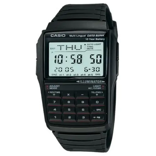Casio DBC32-1A Men`s Classic Resin Band 25 Page Databank Calculator Watch - Dial: Gray, Band: Black