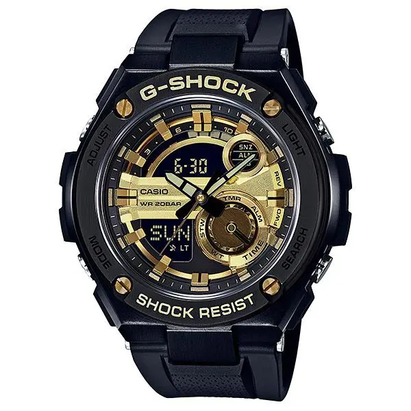Casio Men`s Super Illuminator Layer Guard Structure Black Resin GST-210B-1A9