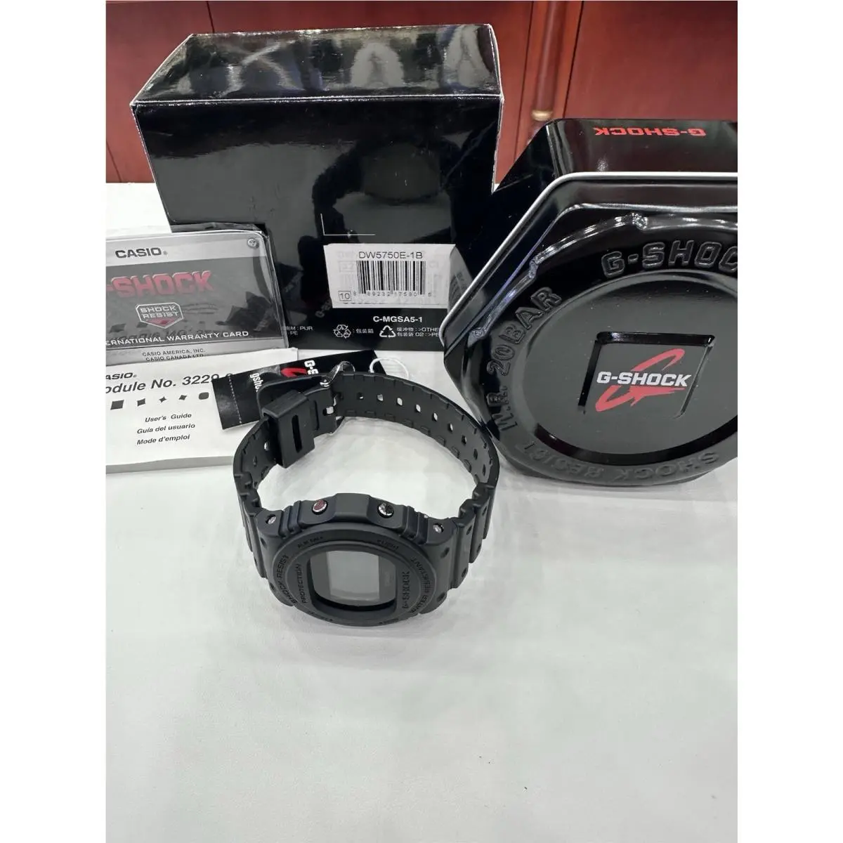 G Shock Casio Watch DW5750E-1B Rare Box and Papers