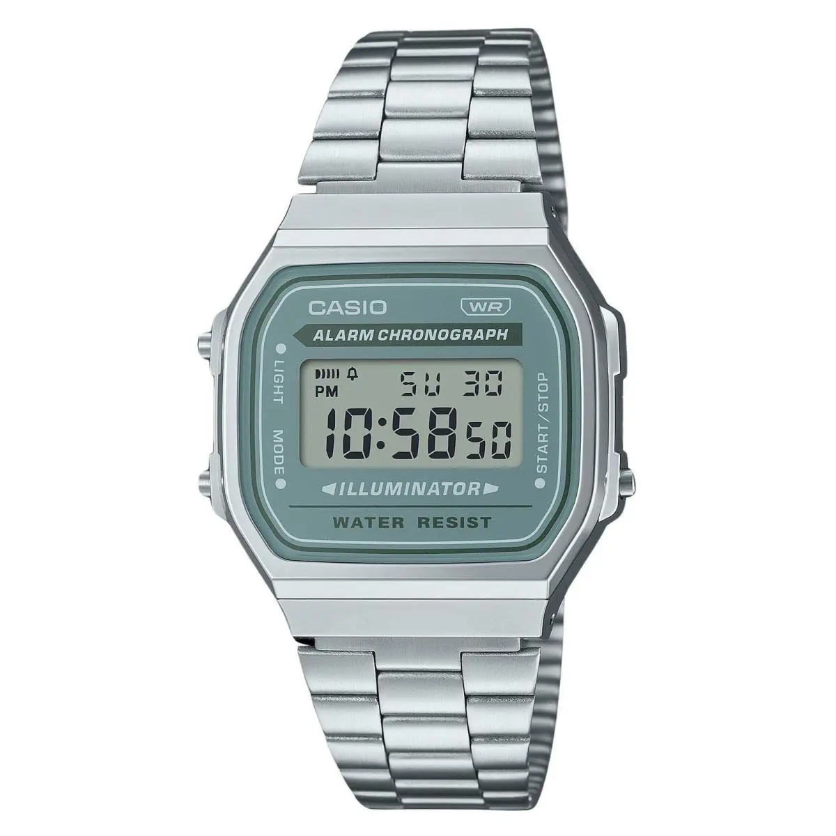 Casio Vintage Digital Stainless Steel Bracelet Quartz A168WA-3A Men`s Watch