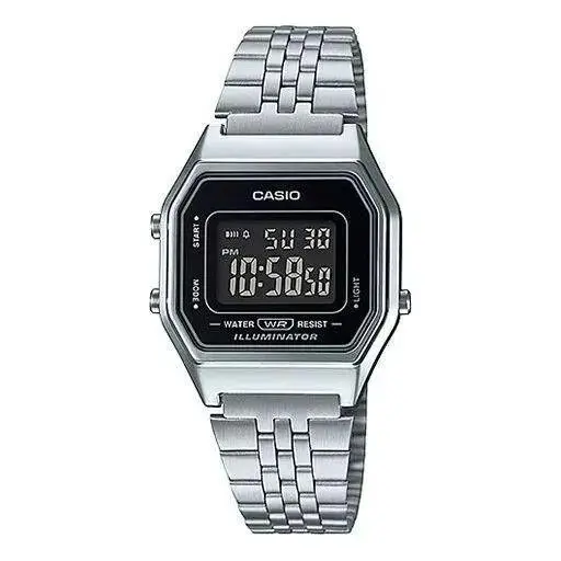Casio Vintage Digital Retro Mid-size Silver Tone Women`s Watch LA-680WA-1B - Silver