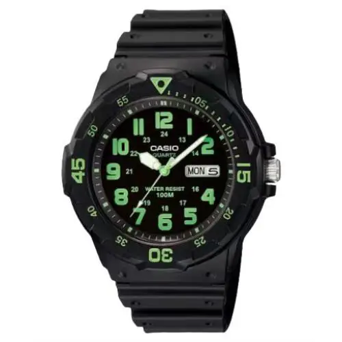 Casio Men’s Black and Green Analog Sport Watch - MRW-200H-3BV