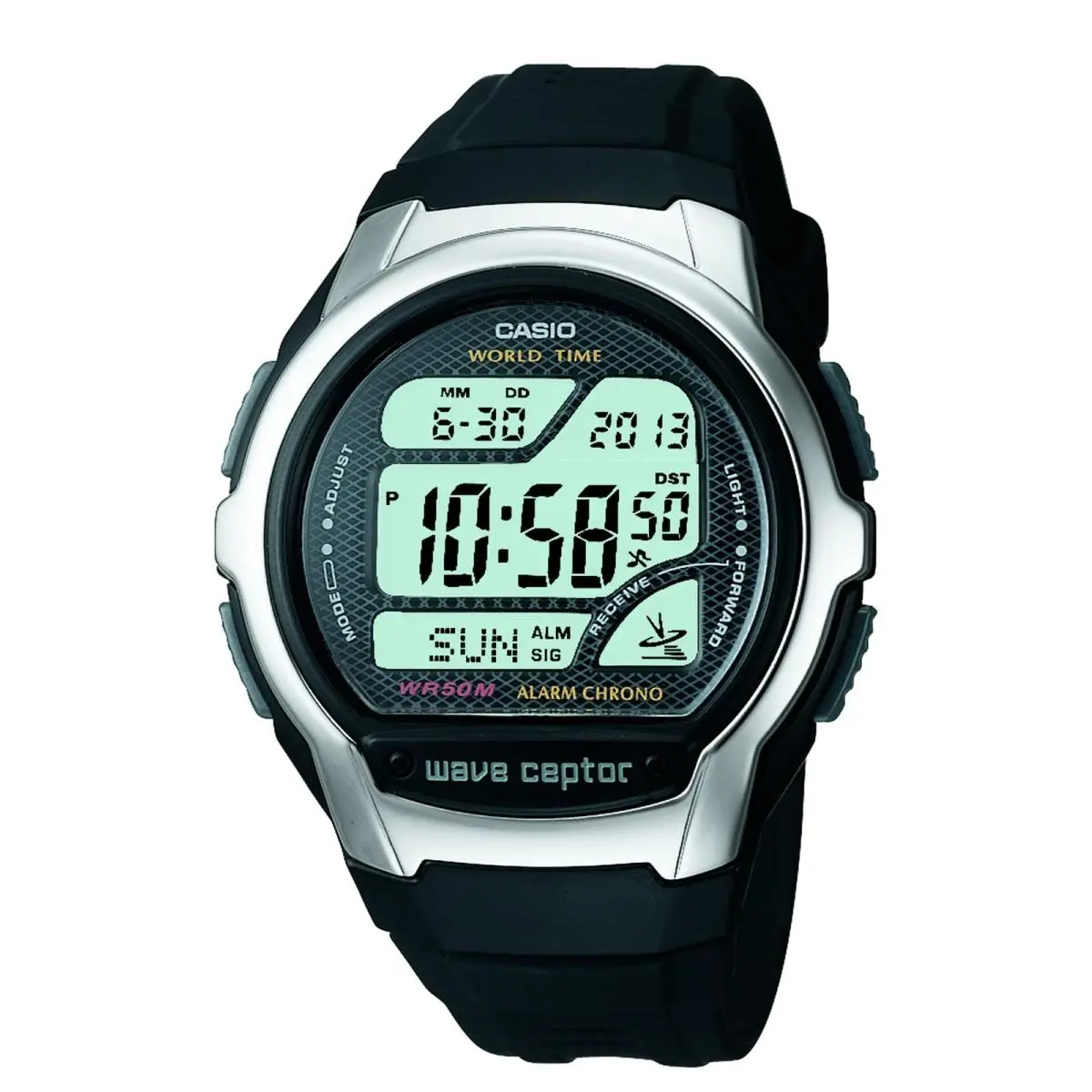 WV58A Series Men’s Digital Wave Ceptor Watch Black 50M WR Res by Casio