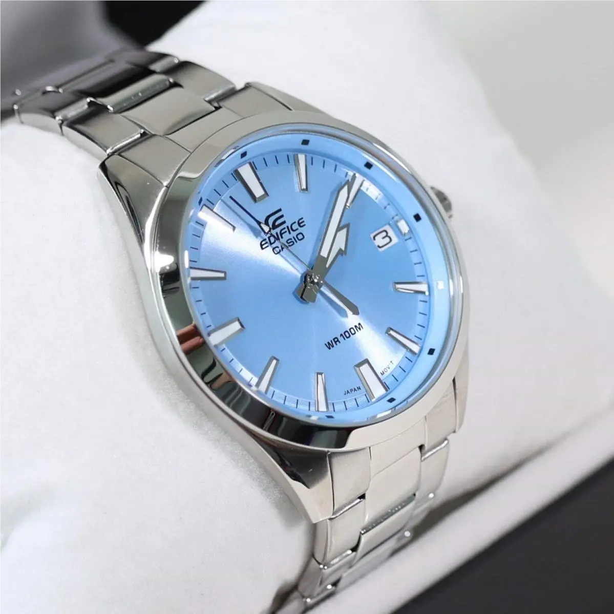 Edifice Blue Dial Men`s Sports Stainless Steel Watch EFV-100D-2BVUEF by Casio