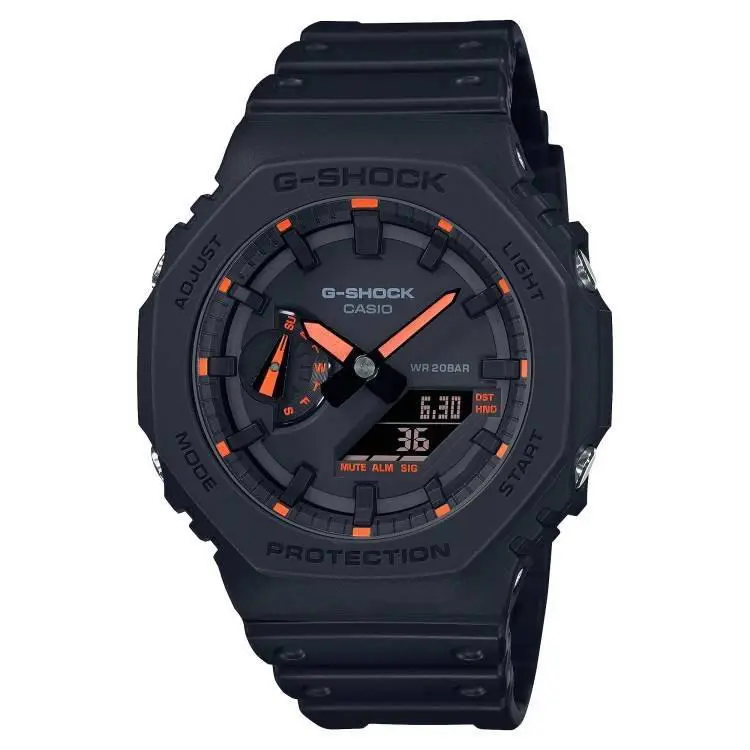 G Shock GA-2100-1A4 Orange Neon Accent Carbon Core WR 200M by Casio