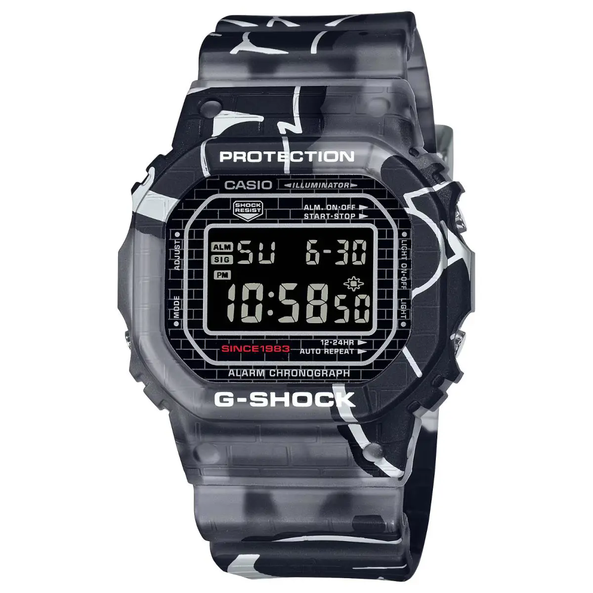 G-shock Casio DW-5000SS-1 Men`s Watch - Band: Black, Gray, Multicolor, White, Bezel: Black, Gray, Multicolor, White