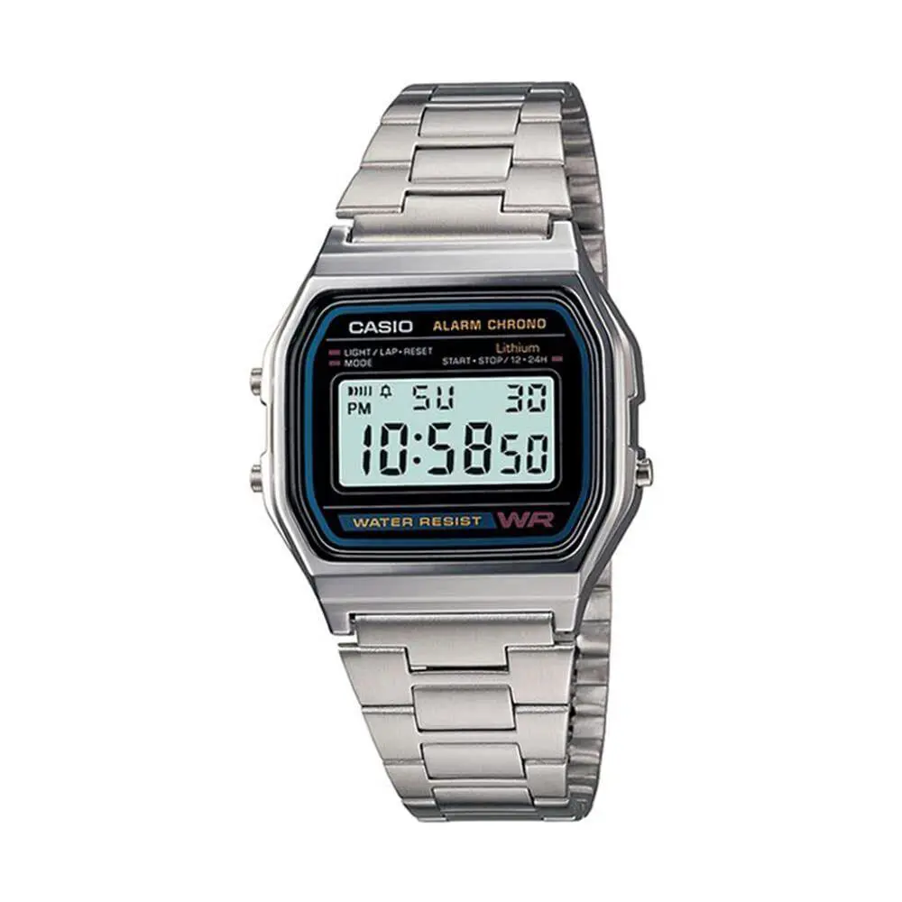 Men`s A158WA-1DF Stainless Steel Digital Watch by Casio