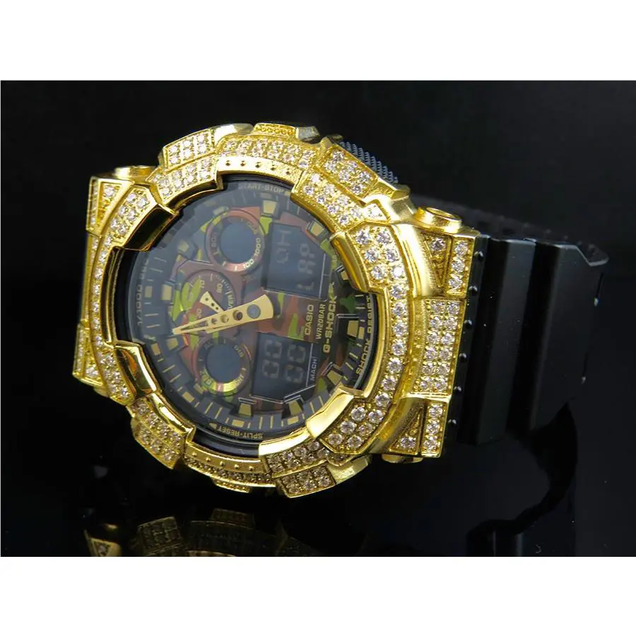 Casio G Shock GA-100CF-1A9CR Camouflage Cubic Zirconia Watch 51 MM 6 Ct