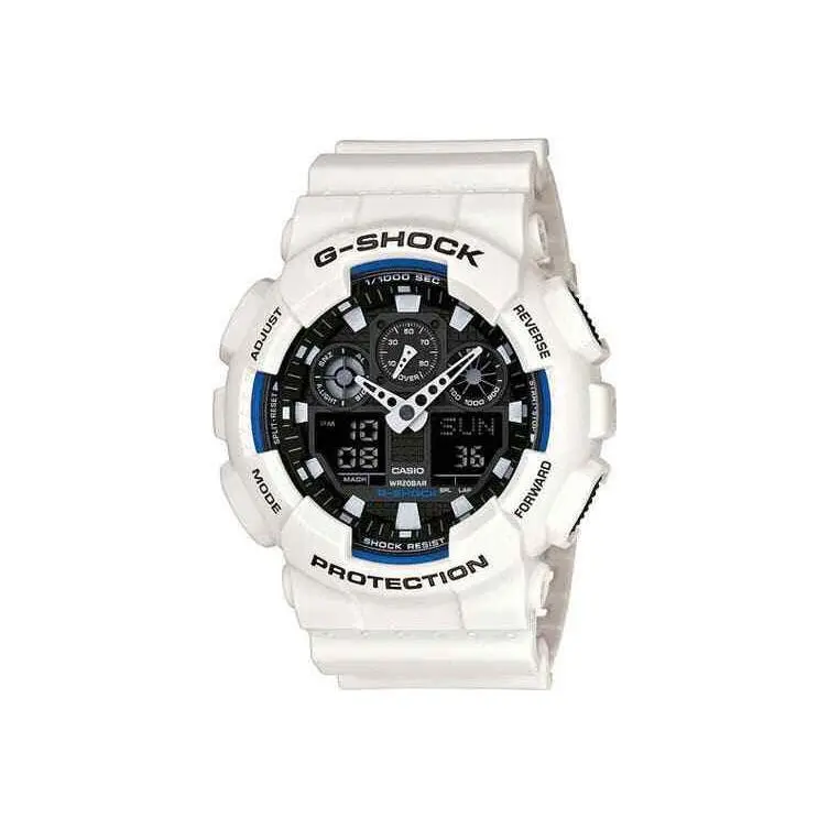 G-shock GA-100B-7ADR Analog-digital White Black Multi-dial Men`s Watch by Casio