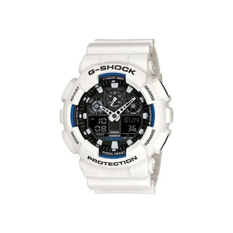 G-shock GA-100B-7ADR Analog-digital White Black Multi-dial Men`s Watch by Casio