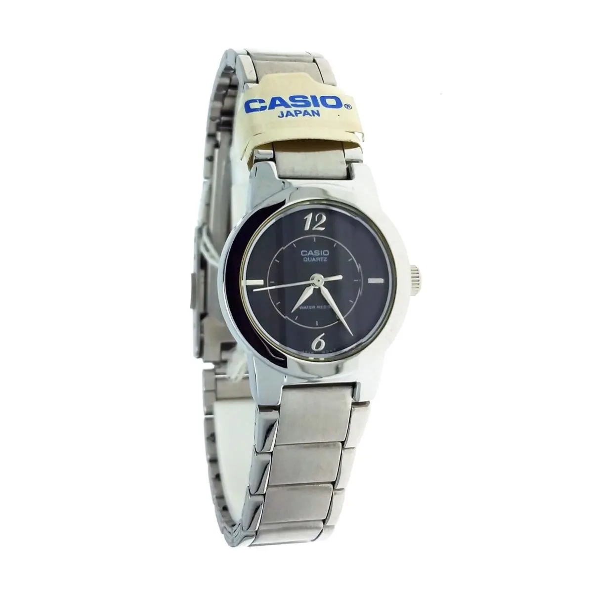 Casio Ladies Round Black Dial Cut Crystal Metal Wristwatch Watch LTP1230D 1CDF