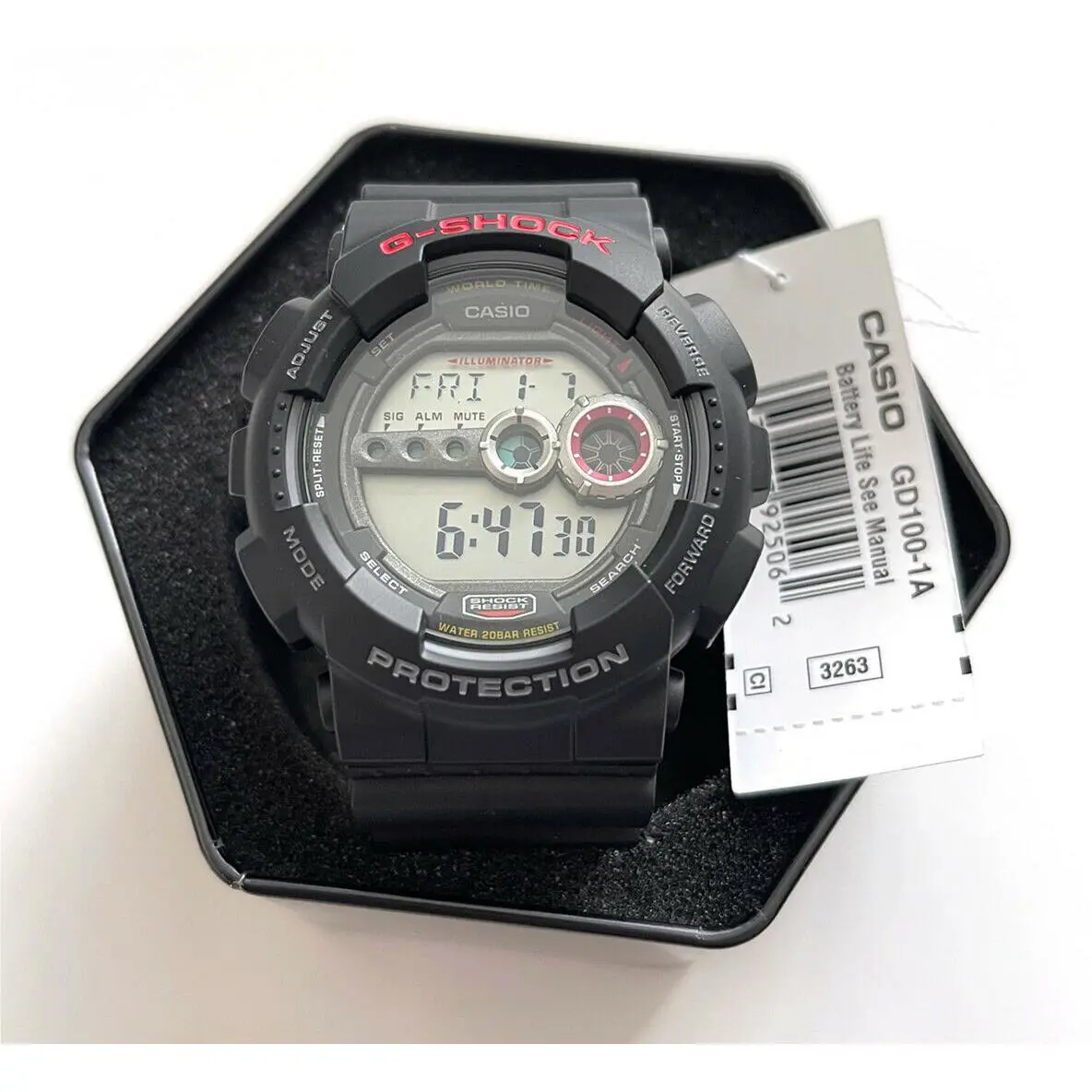 G-shock GD-100-1A Big Case Digital Super Illuminator New/// by Casio