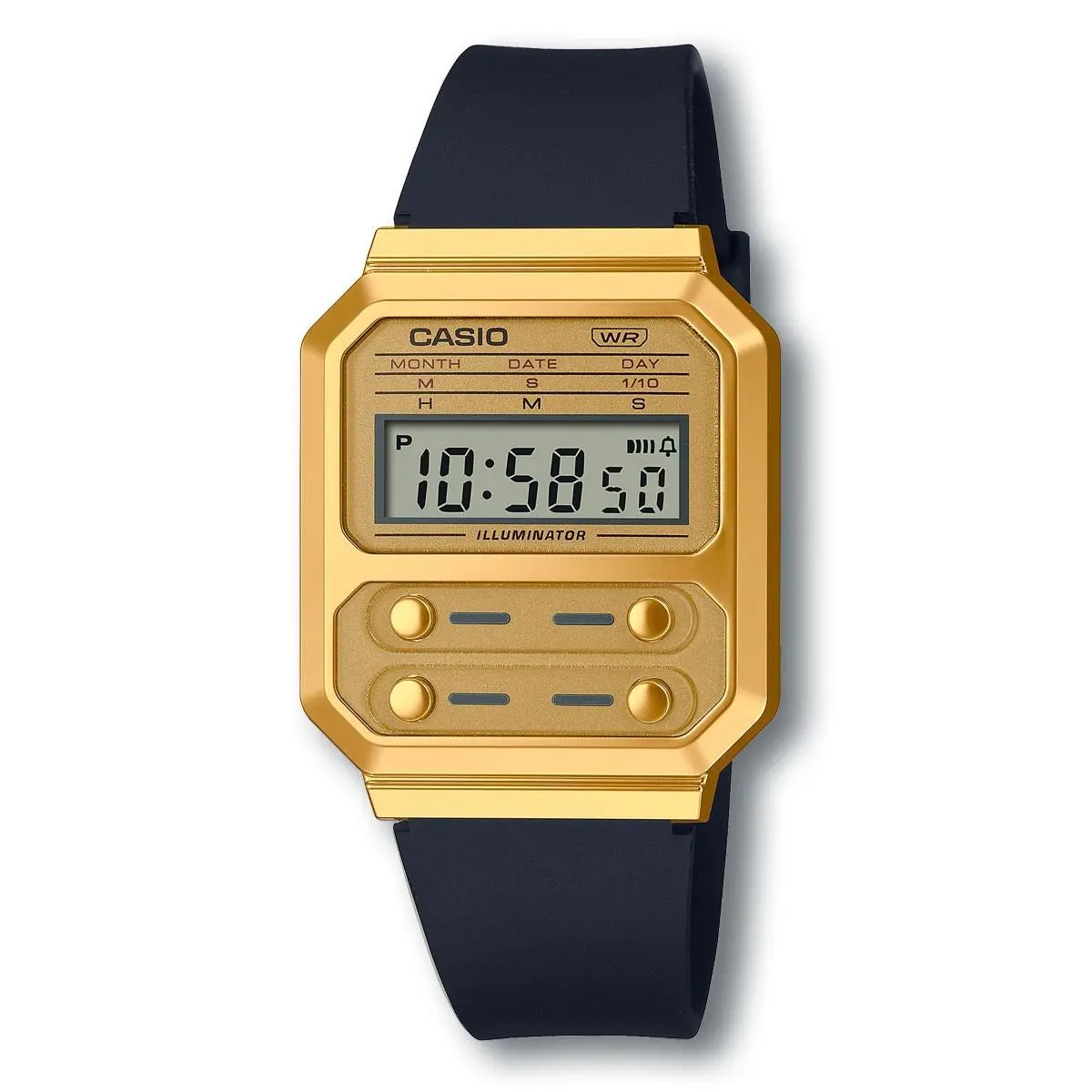 A100WEFG-9A Unisex Wrist Watch - Retro-inspired Gold Dial by Casio