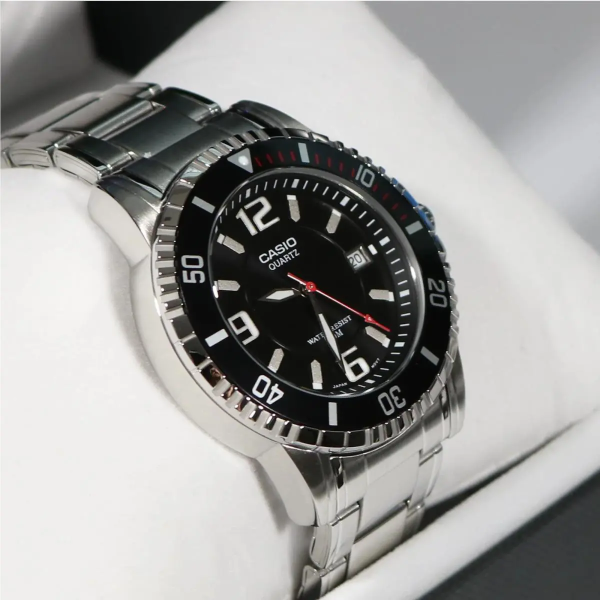 Casio Men`s Black Dial Stainless Steel Sports Watch MTD-1053D-1A
