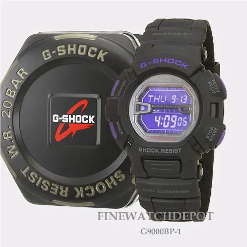 G-shock Men`s Mudman Black and Purple Digital Watch G9000BP-1 by Casio
